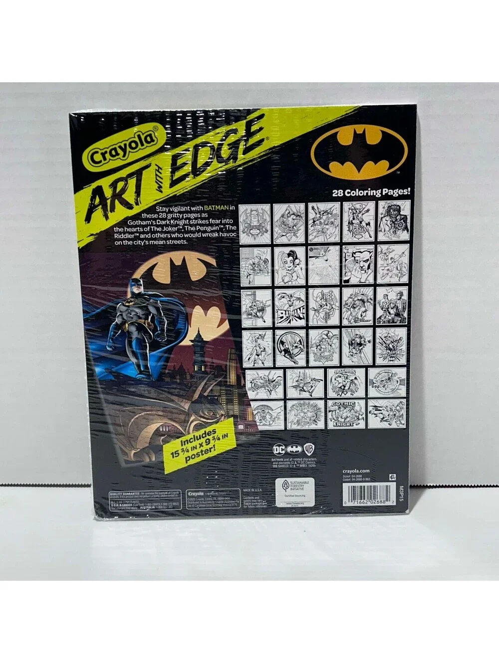 Crayola Art With Edge Batman Coloring Book (28 Pages 1 Color Poster) Gift